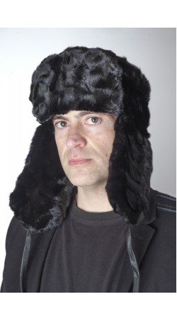 Colbacco stile russo uomo in ritagli di visone nero